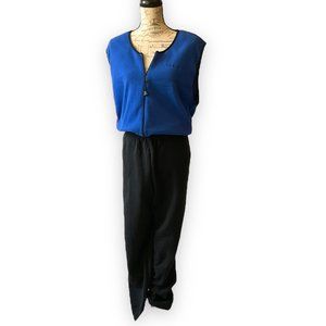 LL Bean Unisex Tall/Unisex XL Blue-Black One-Piece Sleeveless Ski Jumpsuit